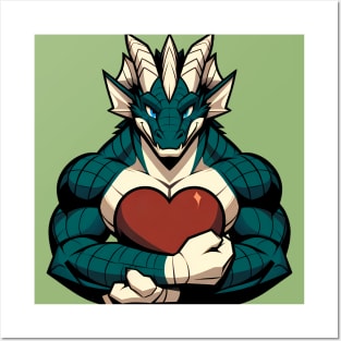 Anthro Scalie Dragon Valentine Lover Posters and Art